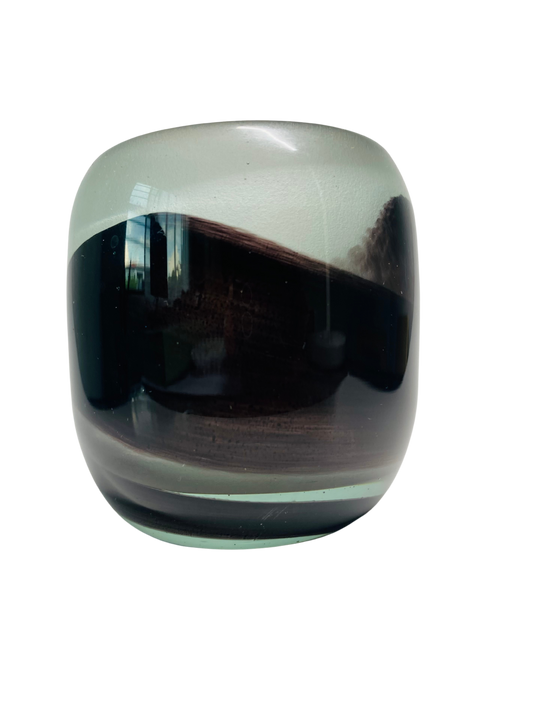 Handcrafted Obsidian Glass Tea Light Holder