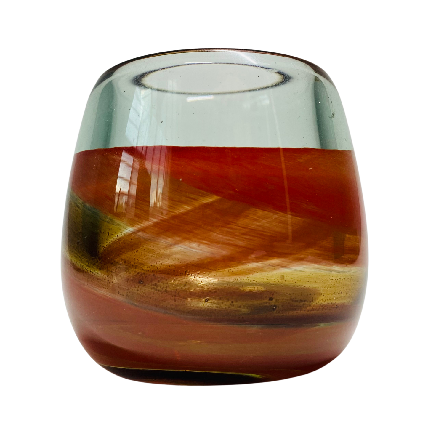 Handcrafted Sunset Glow Glass Tea Light Holder