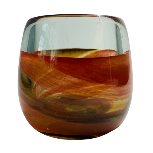 Handcrafted Sunset Glow Glass Tea Light Holder